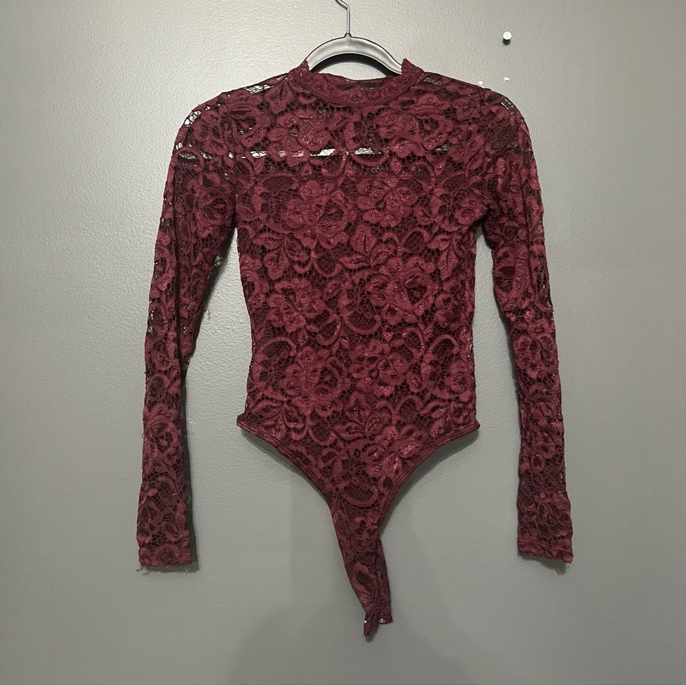 Floral Partial Lace Bodysuit